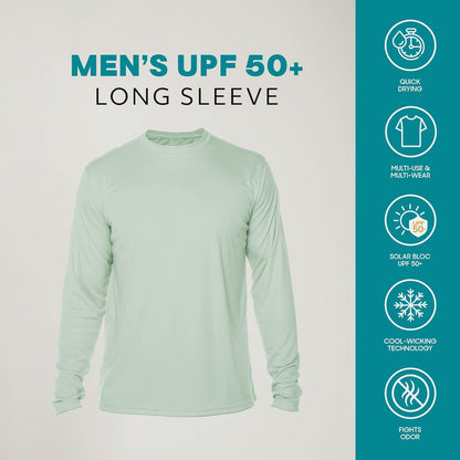 Men'S Outdoor UPF 50+ Long Sleeve T-Shirt, UV Sun Protection for Fishing, Running, Hiking